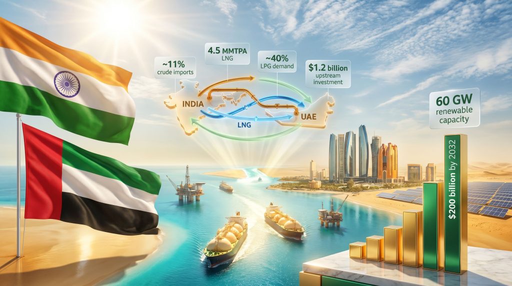 Modi UAE energy talks trade infographic