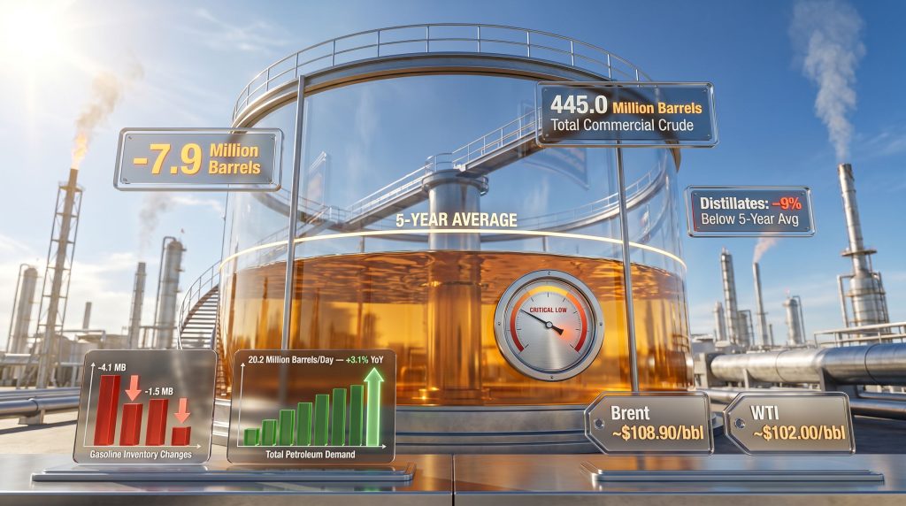 US crude oil and gasoline inventories sinking fast infographic