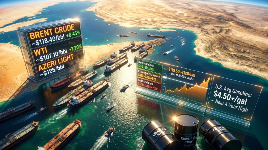 oil rallies toward $120 on Middle East supply risks map and tankers