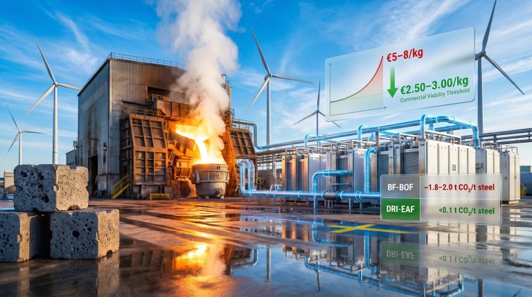 Europe green steel hydrogen wall infographic scene