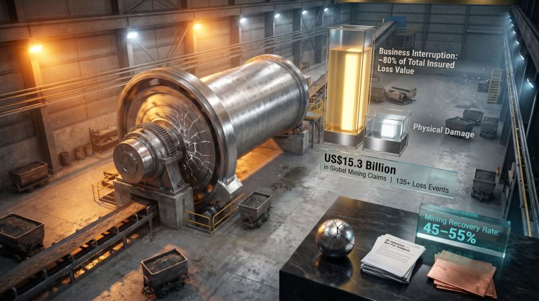 mining business interruption losses infographic in processing plant