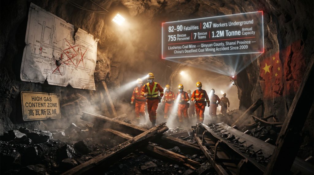 China coal mine disaster in Shanxi rescue scene