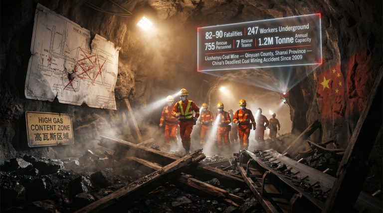 China coal mine disaster in Shanxi rescue scene