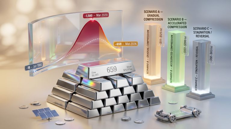 silver-to-Dow ratio silver price scenarios chart