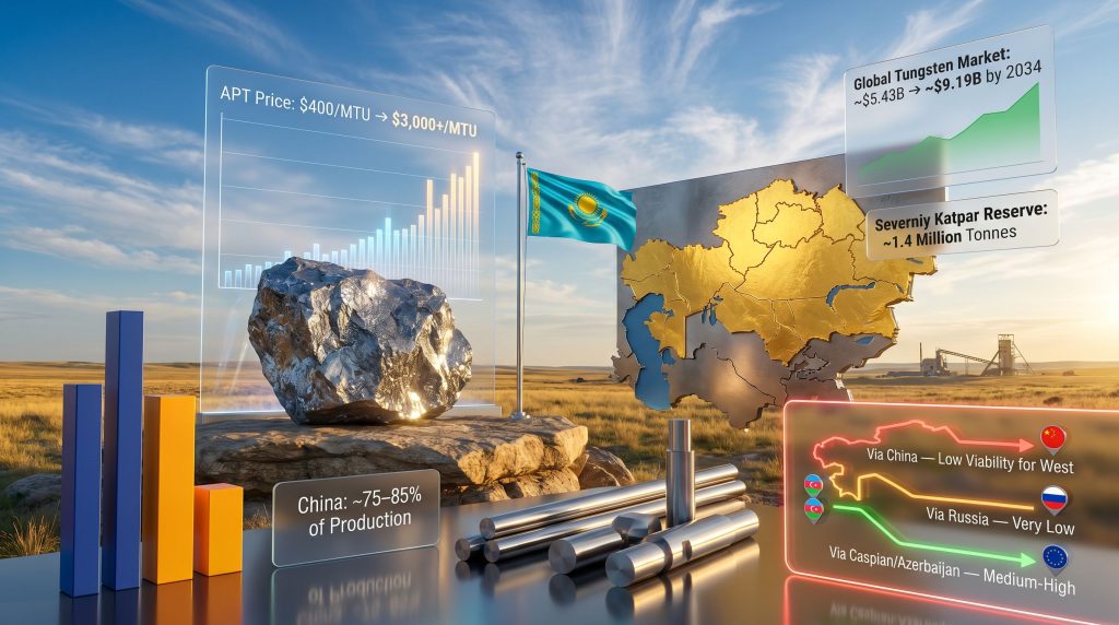 Kazakhstan tungsten deal and China critical minerals supply chain infographic