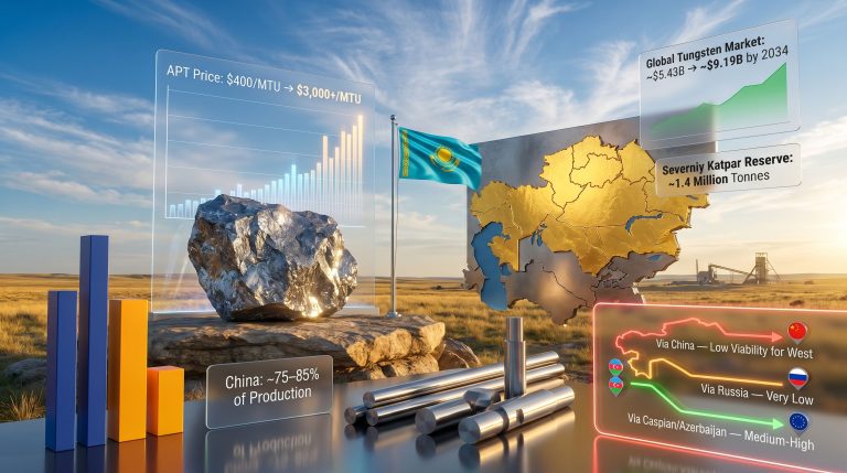 Kazakhstan tungsten deal and China critical minerals supply chain infographic