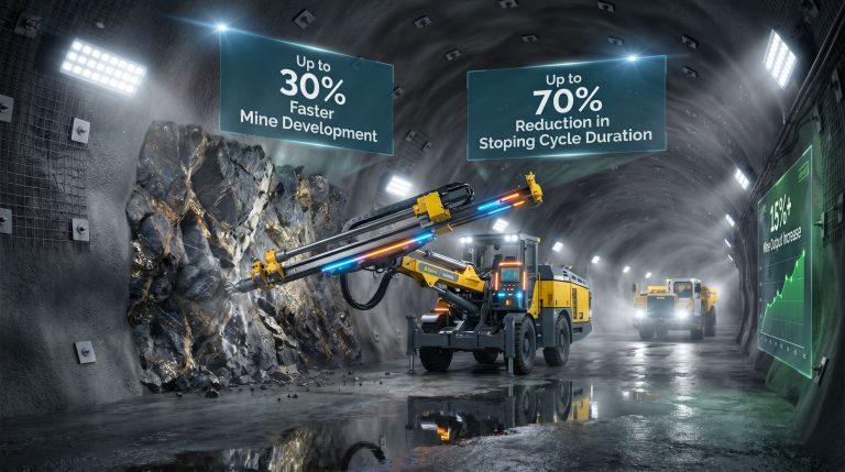 Epiroc Deep Automation underground drilling solutions in mine tunnel