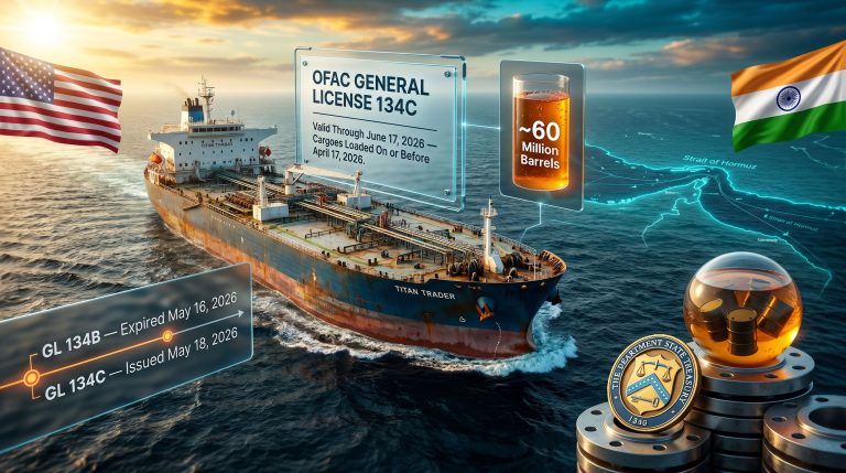 U.S. waiver for Russian oil cargo transactions tanker graphic