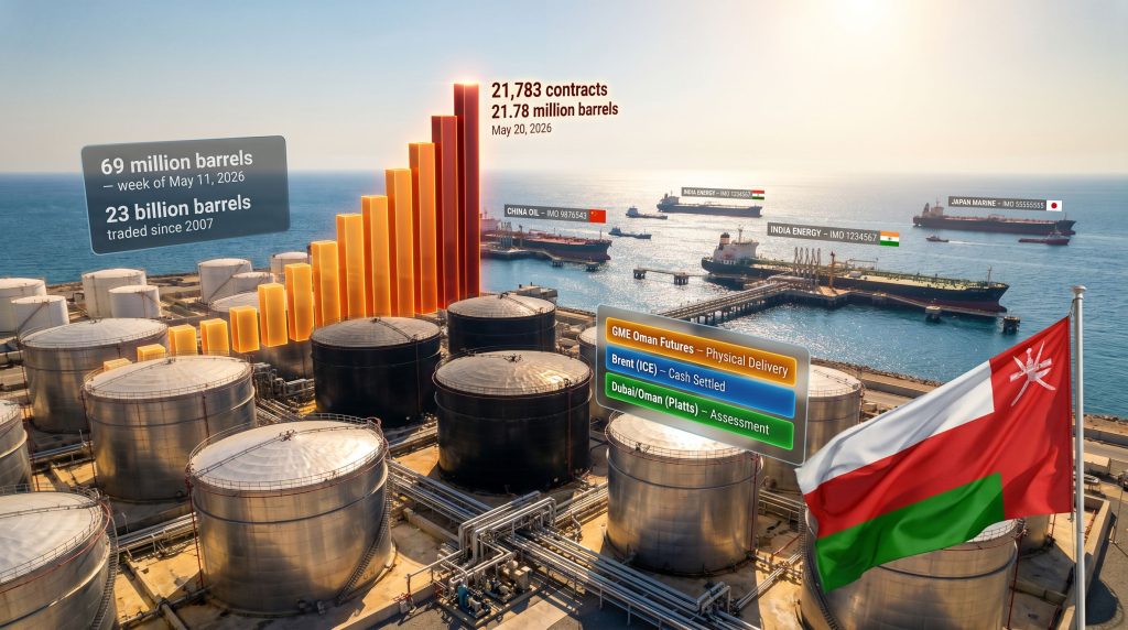 GME Oman futures record trading volume infographic