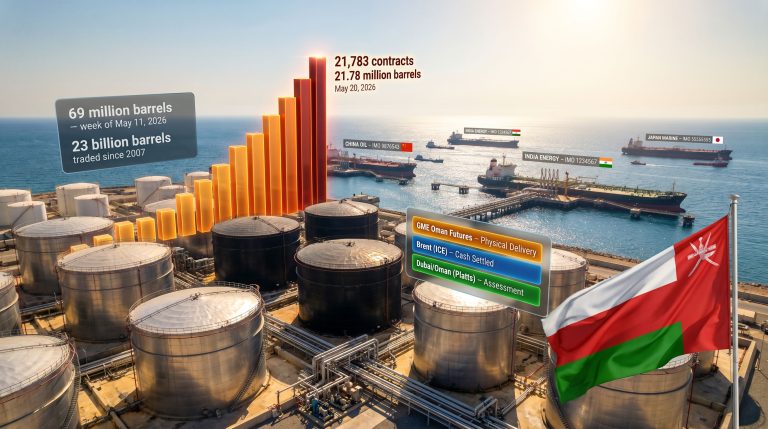 GME Oman futures record trading volume infographic