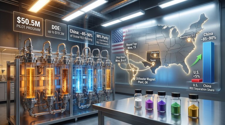 DOE backs USA Rare Earth processing pilot infographic