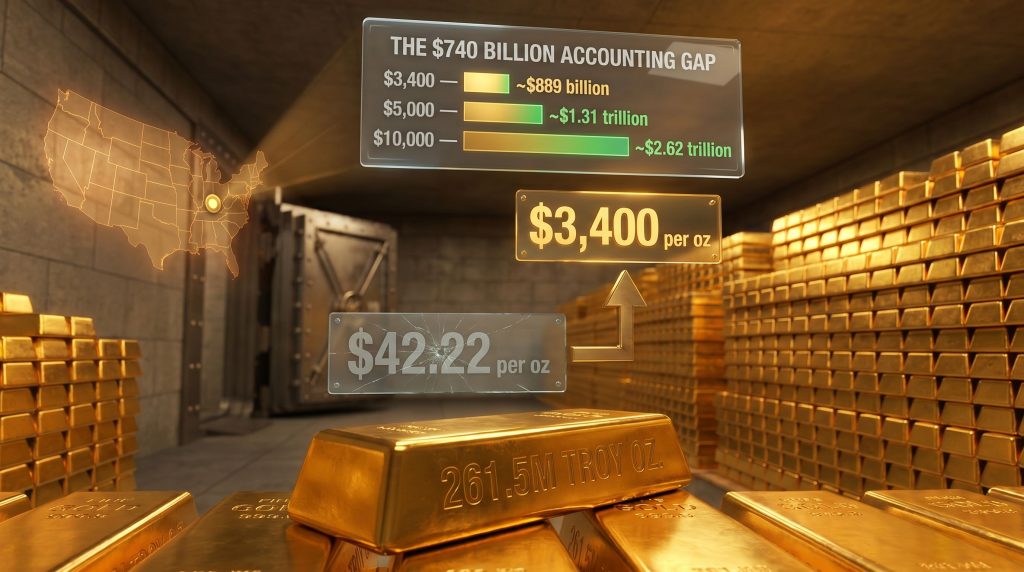 Fort Knox gold revaluation price gap graphic