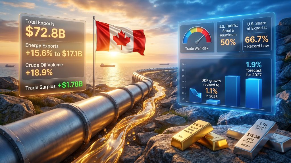 Canada economy oil windfalls and trade wars infographic