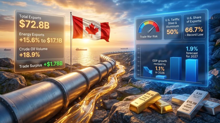 Canada economy oil windfalls and trade wars infographic