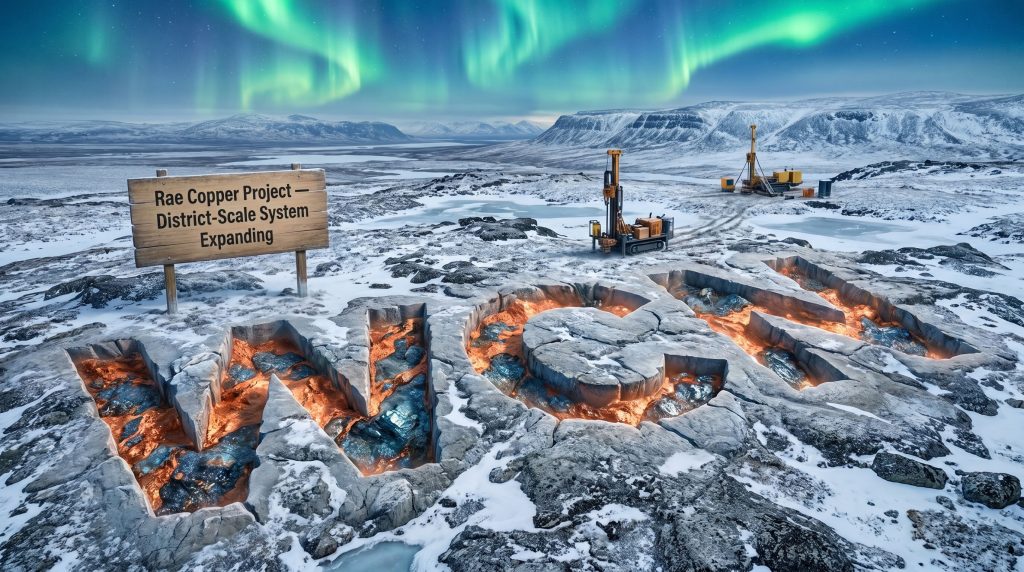 White Cliff Minerals Ltd-WCN-Rae Copper Project Arctic drilling landscape