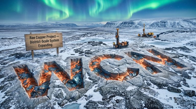 White Cliff Minerals Ltd-WCN-Rae Copper Project Arctic drilling landscape