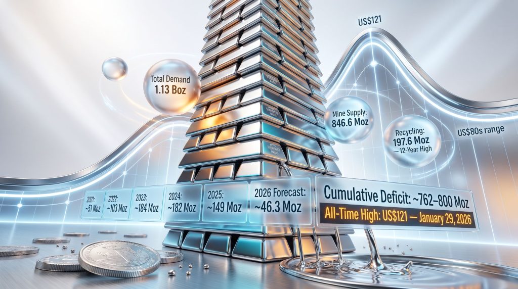 silver market liquidity squeeze and deficit trends infographic