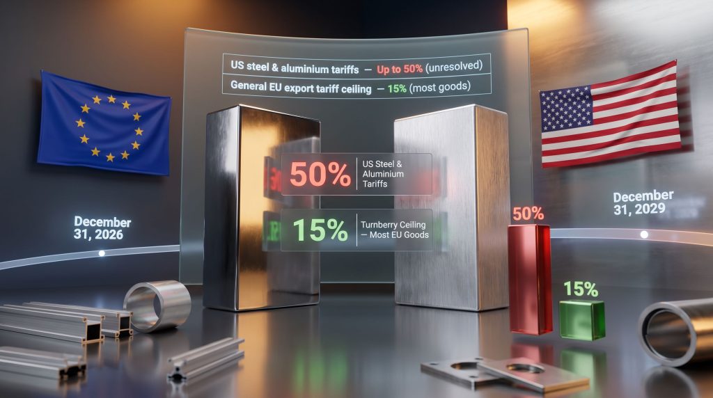 EU trade pact with US aluminium and steel tariffs comparison graphic
