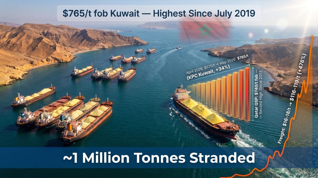 sulphur shipment crosses the Strait of Hormuz disruption