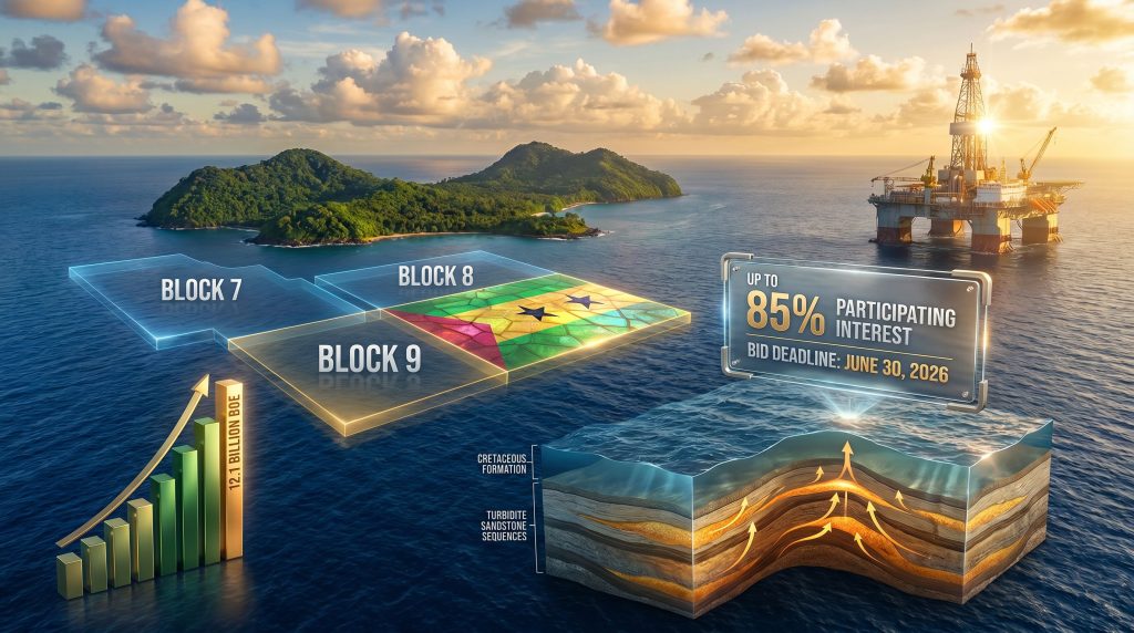 São Tomé offshore oil licensing round blocks map