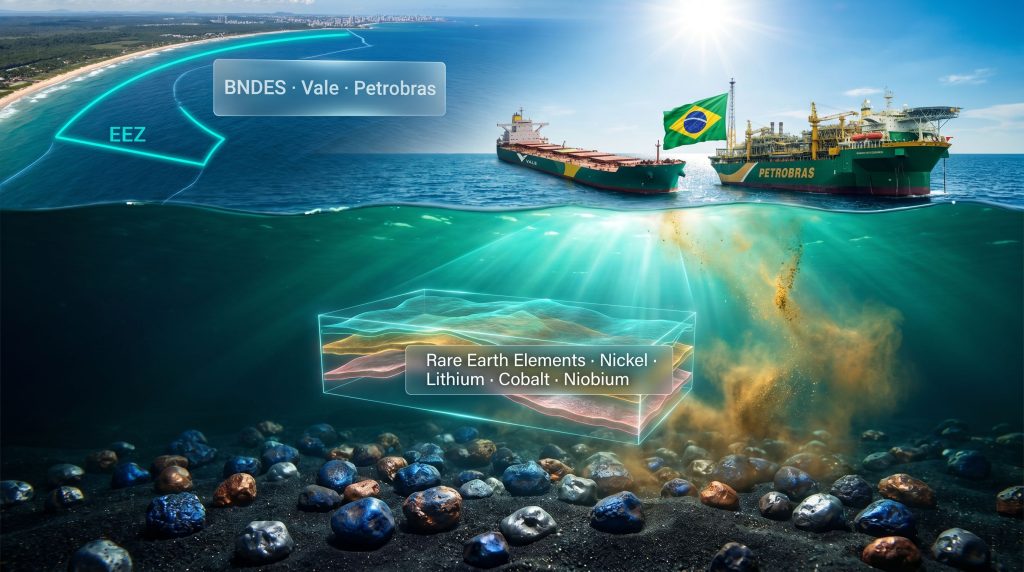 Brazil marine mining with Vale and Petrobras ships offshore