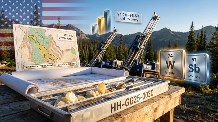 Resolution Minerals Horse Heaven tungsten gold drill campaign map and rigs