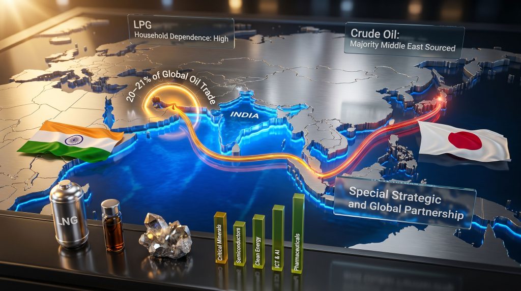 India Japan energy supply disruptions trade map