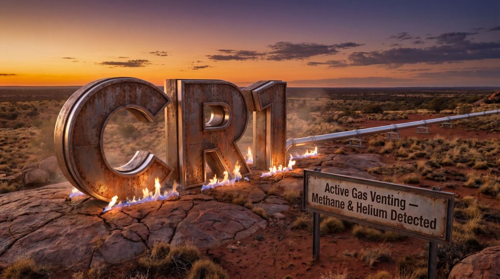 Constellation Resources Ltd-CR1-CRI gas venting in desert landscape