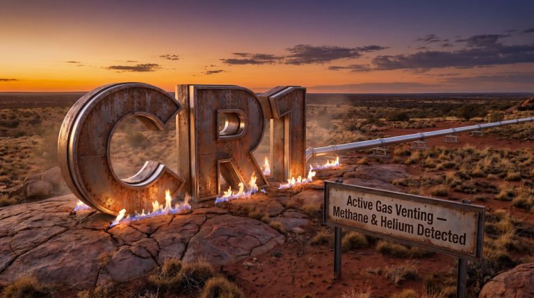 Constellation Resources Ltd-CR1-CRI gas venting in desert landscape