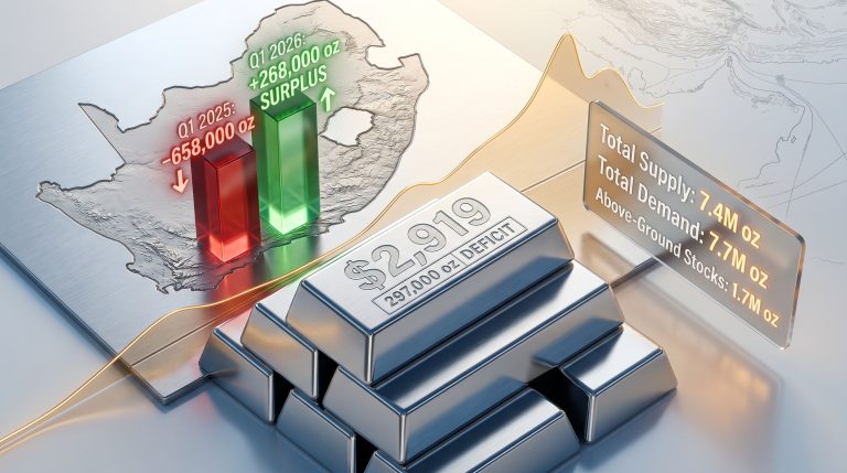 Iran war platinum market surplus chart and bars