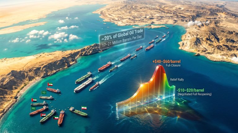 Strait of Hormuz opening for commercial shipping infographic