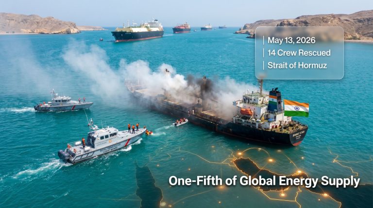 India-flagged vessel attack in the Strait of Hormuz rescue scene