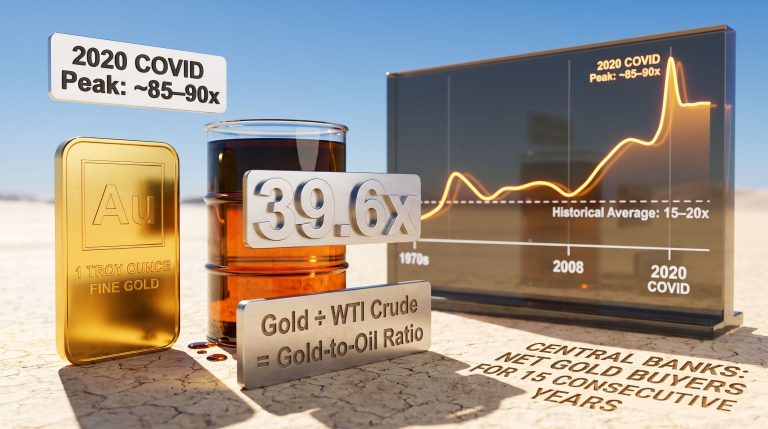 gold-to-oil ratio chart with gold and oil