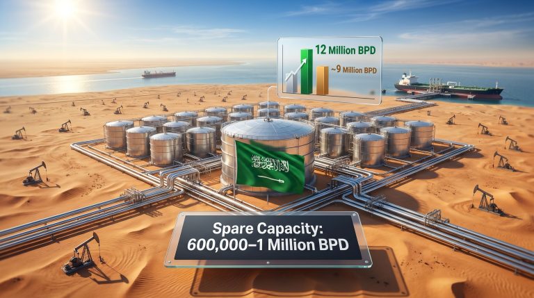 Aramco oil production capacity 12 million bpd infographic
