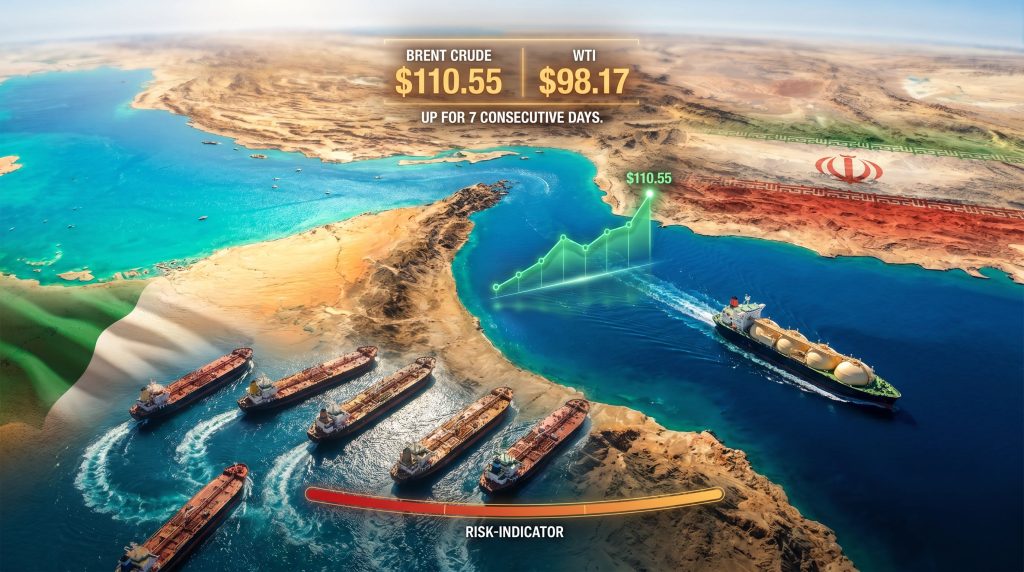 oil prices up as Strait of Hormuz remains shut map graphic