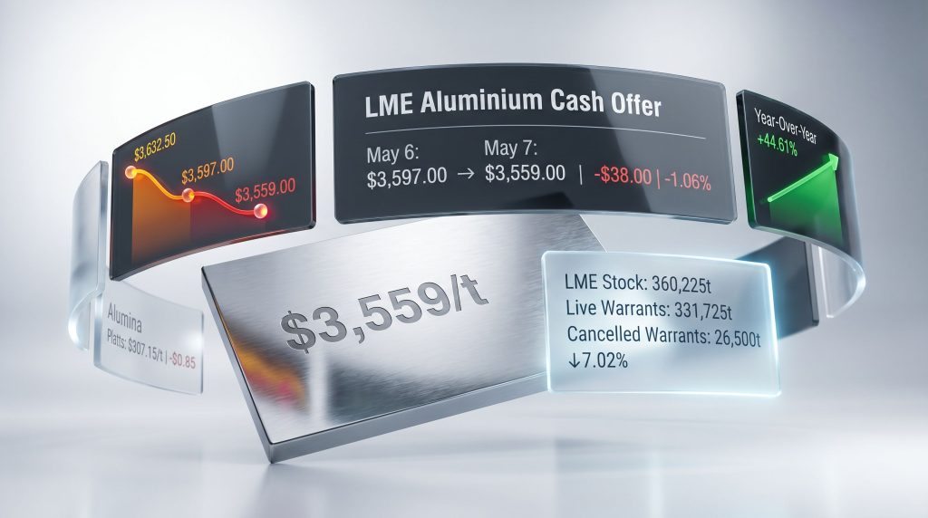 LME aluminium price falls to $3,559 per tonne chart