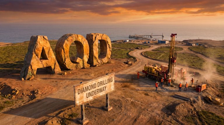 Ausquest Ltd-AQD-AQD diamond drilling site by coast