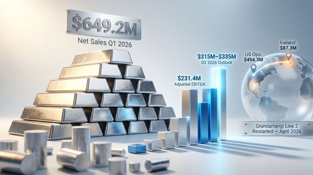 Century Aluminum Q1 net sales Iceland shipment decline infographic