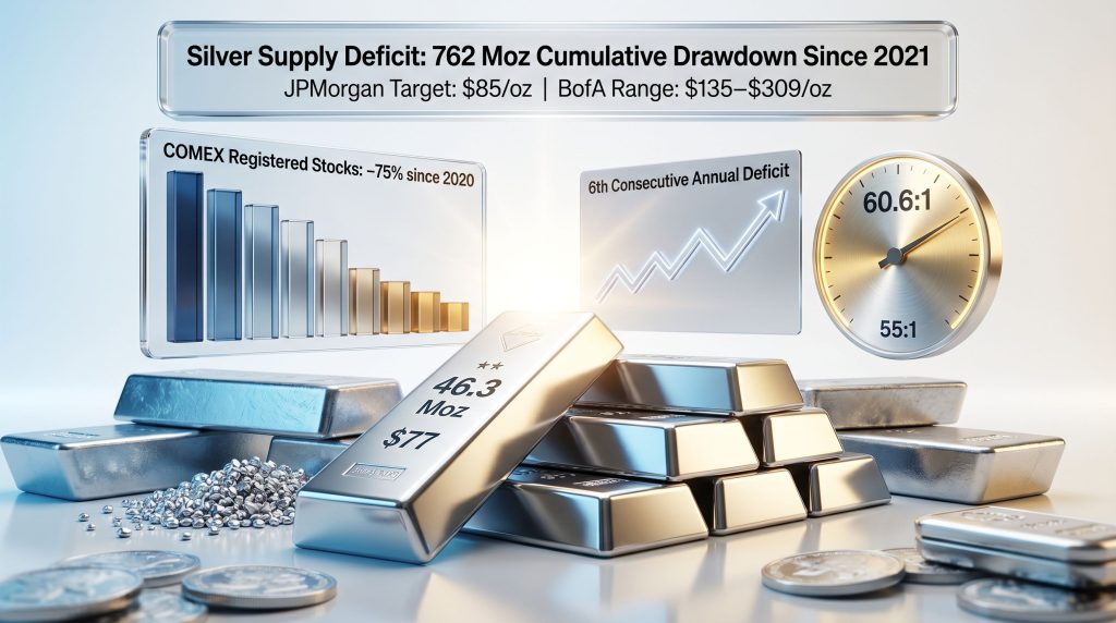 silver supply deficit and Fed rate cuts infographic