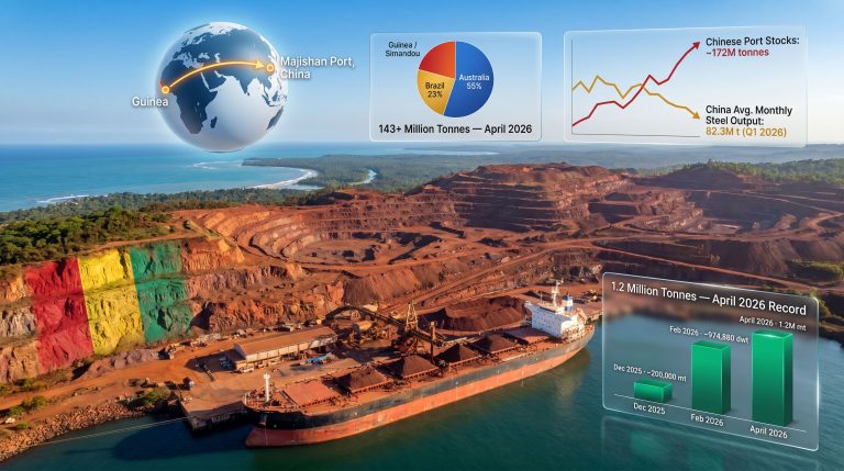 Simandou iron ore shipments record infographic