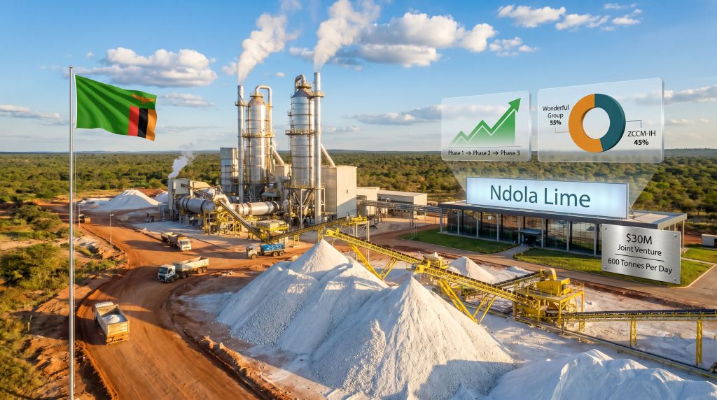 ZCCM-IH Wonderful Group Ndola lime production facility aerial view