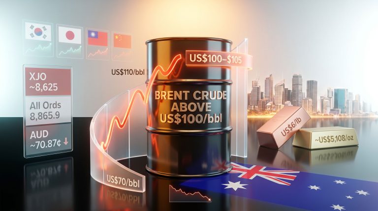 ASX falls as Brent crude stays above $100 a barrel illustration