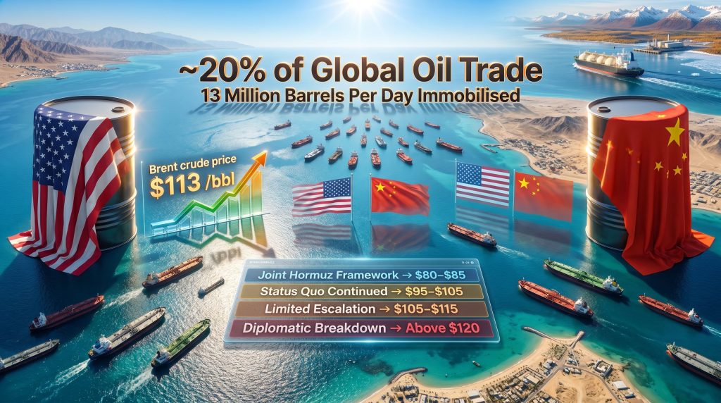Trump Xi talks on Iran oil and Strait of Hormuz infographic
