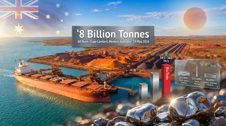 Rio Tinto eight-billion tonne iron-ore shipment milestone port scene