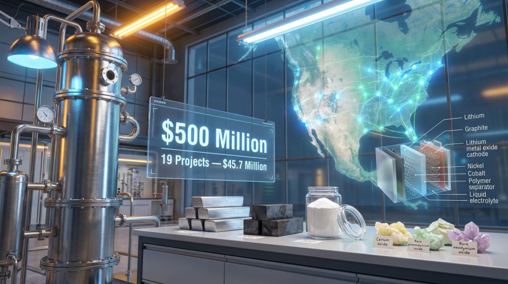DOE funding for U.S. critical minerals processing lab infographic