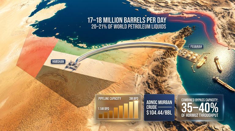 UAE oil pipeline bypass Hormuz map infographic