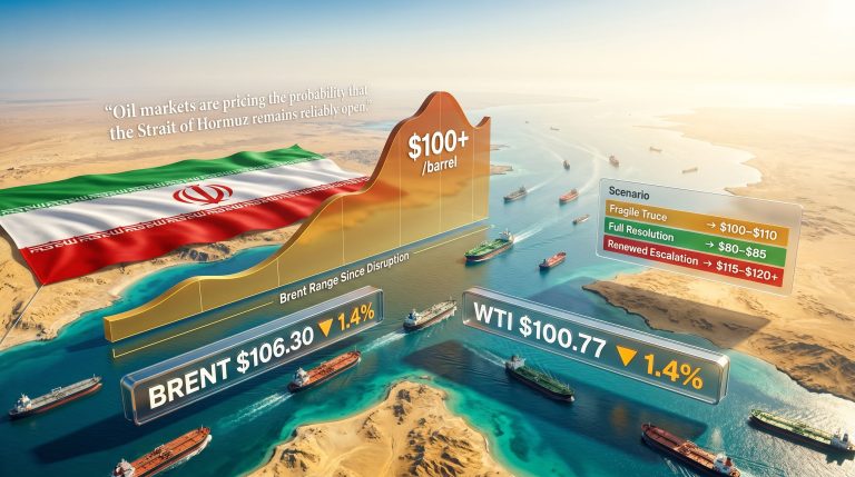 oil eases on Iran ceasefire and Strait of Hormuz disruption chart