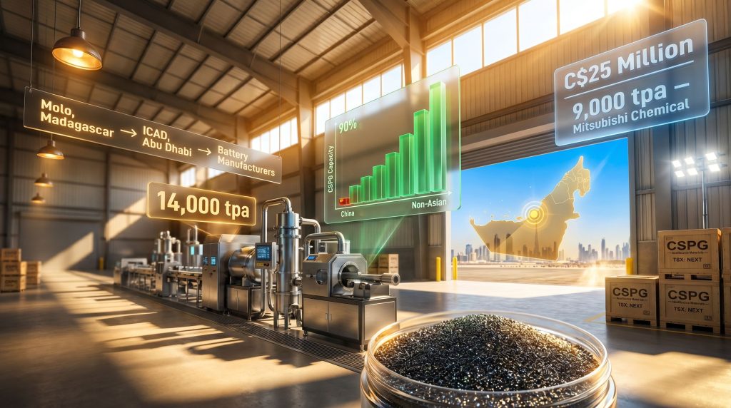 NextSource anode battery plant in Abu Dhabi infographic