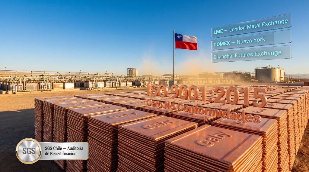 Codelco Gabriela Mistral recertificación ISO 9001 cátodos de cobre