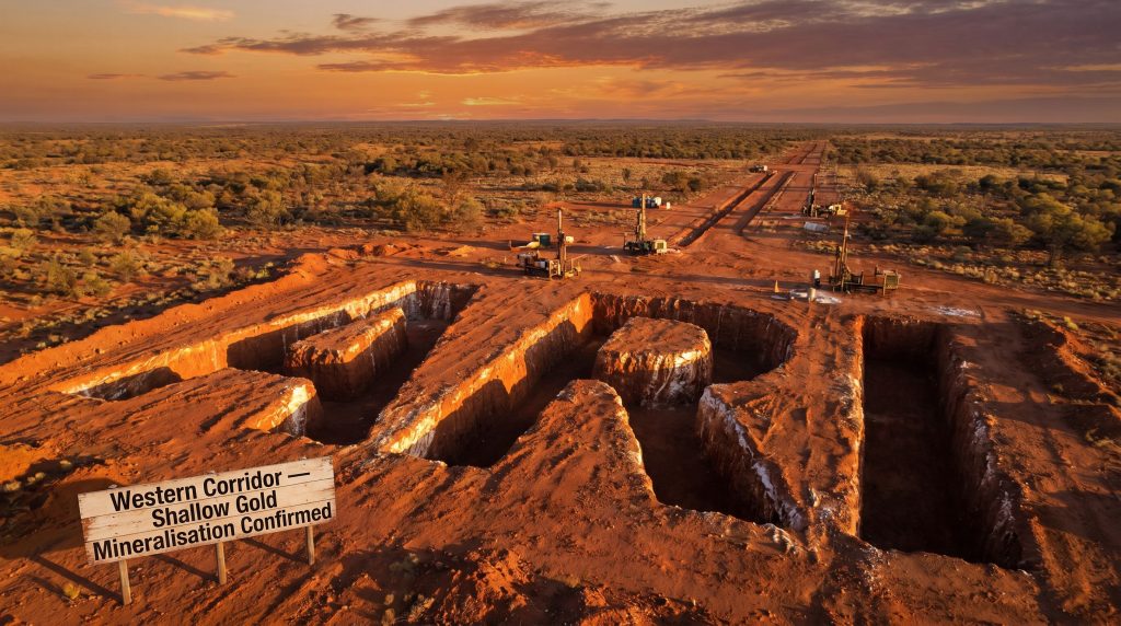 Arika Resources Ltd-ARI-Western Corridor shallow gold drilling trenches
